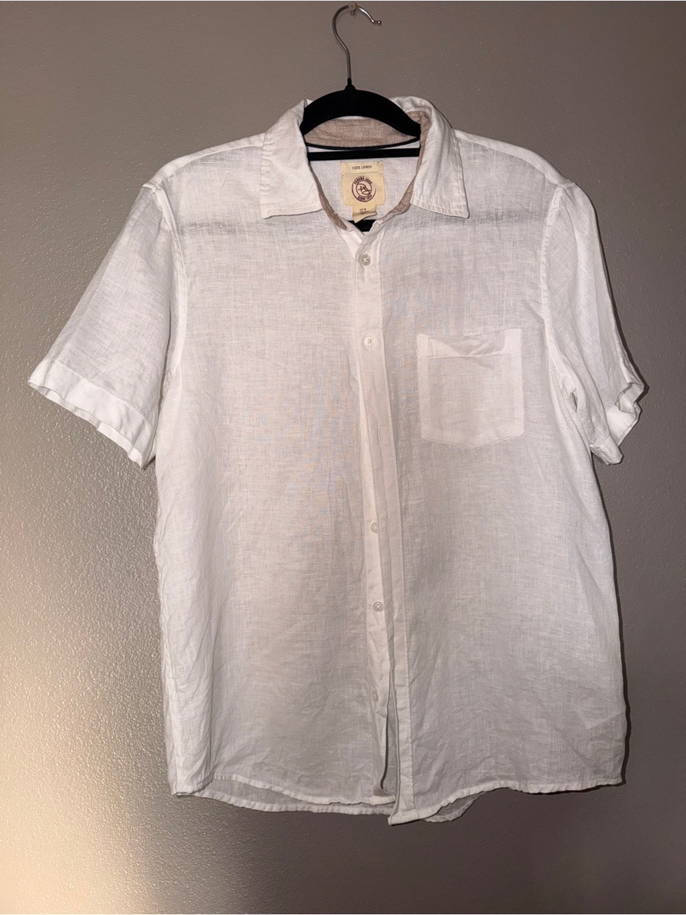 Panama Jack White Short Sleeve Linen Button-Down Shirt